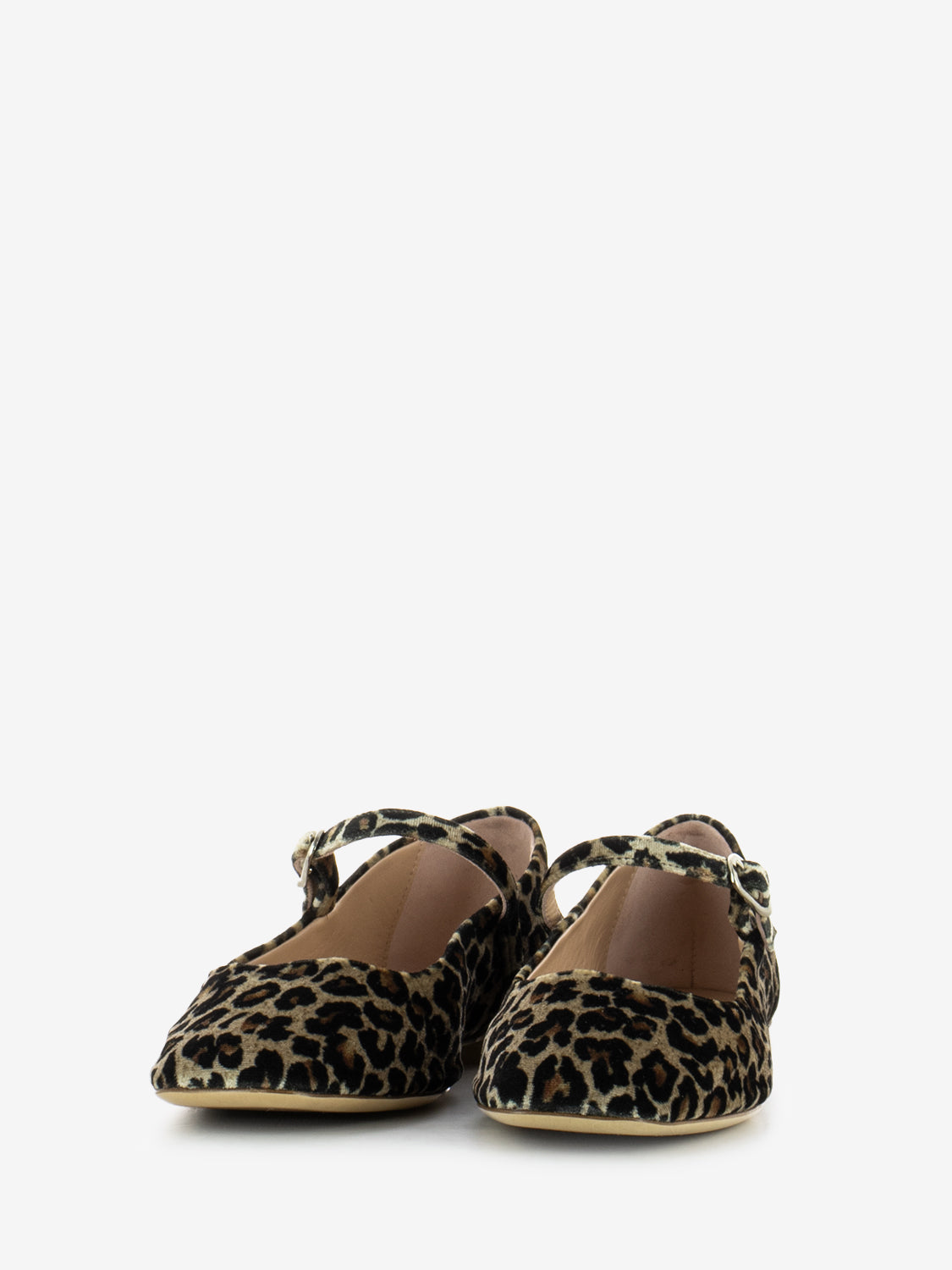 Ballerine con cinturino in velluto leopardo