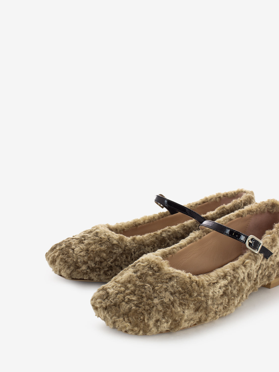 Ballerine effetto fur camel