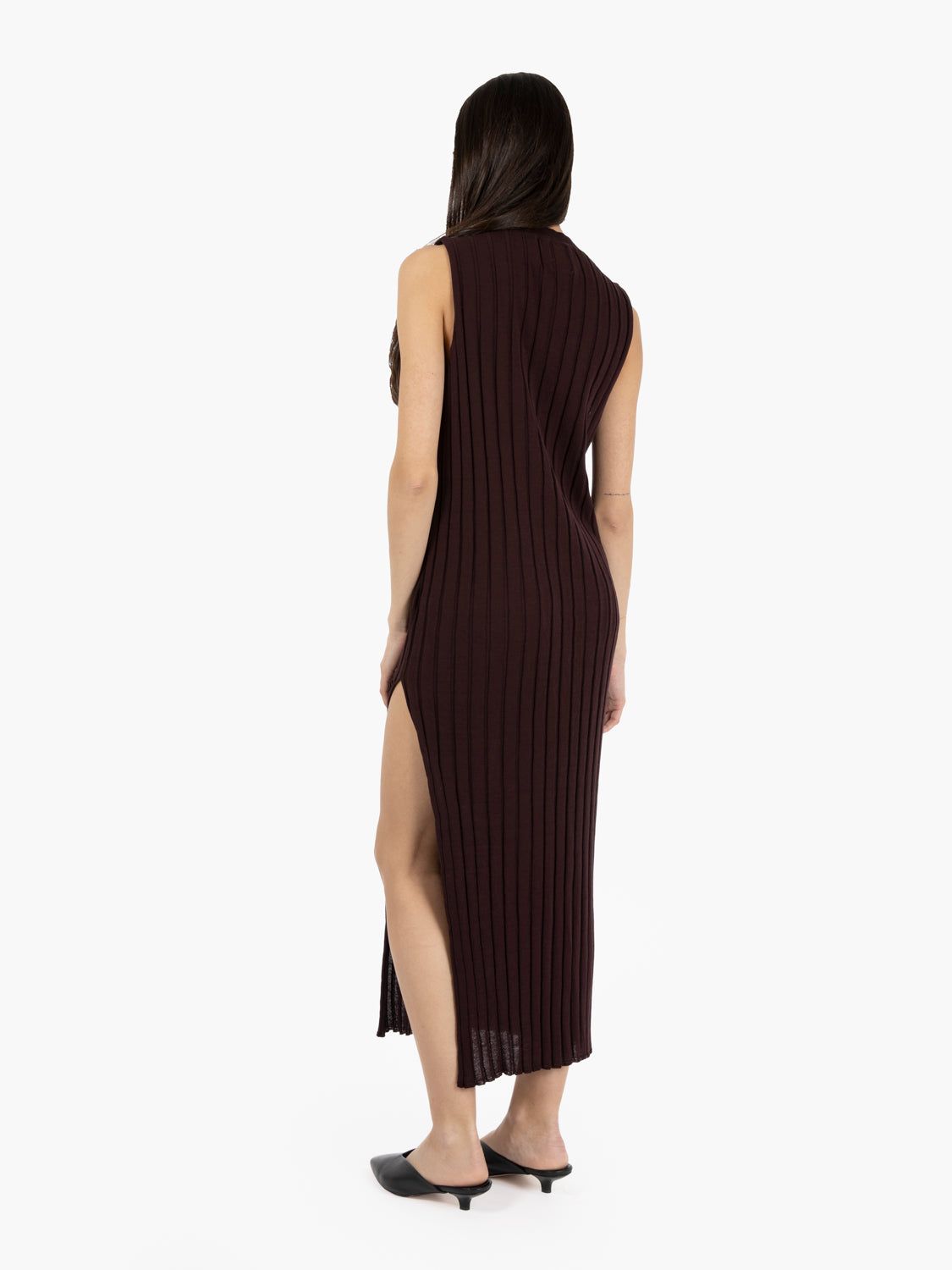 Vestito in maglia a coste cacao