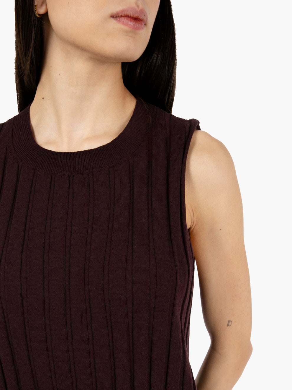 Vestito in maglia a coste cacao