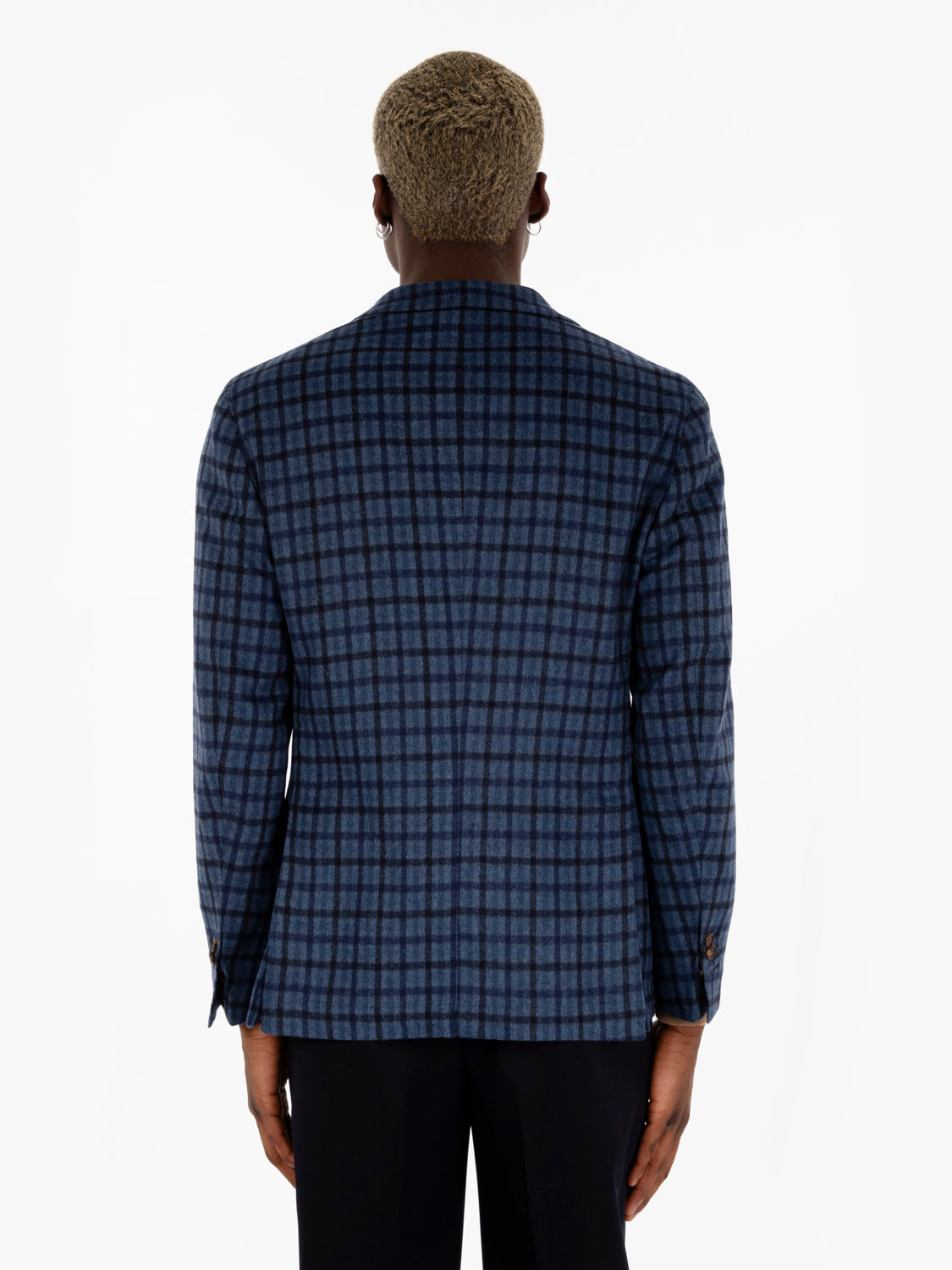 Blazer monopetto check blu avion