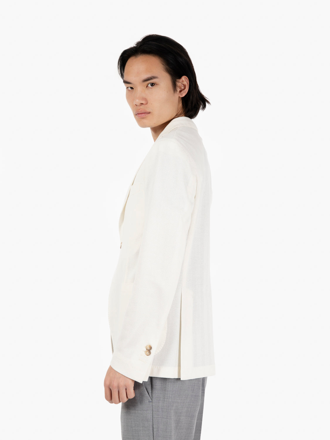 Blazer monopetto spina di pesce bianco