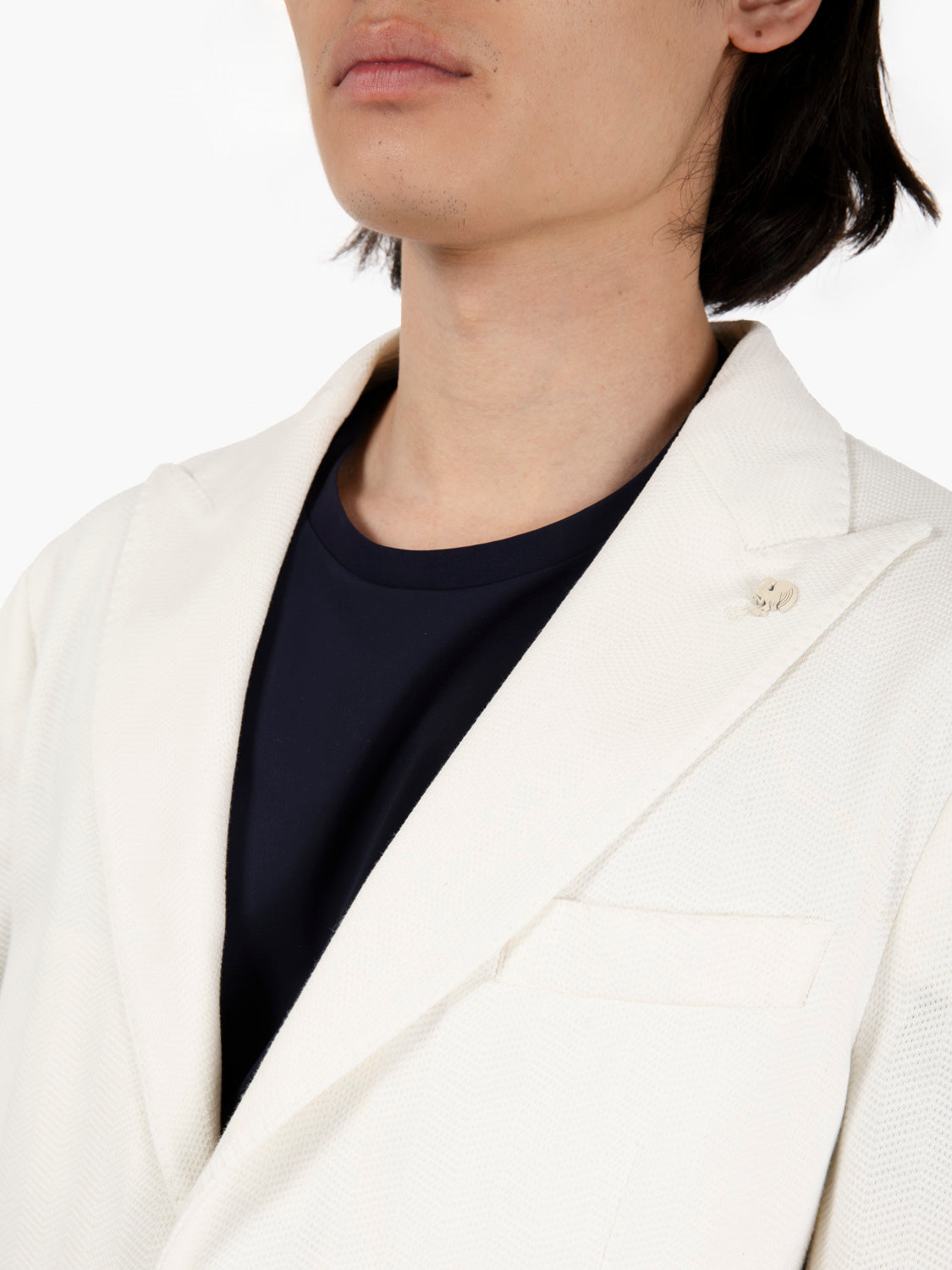 Blazer monopetto spina di pesce bianco