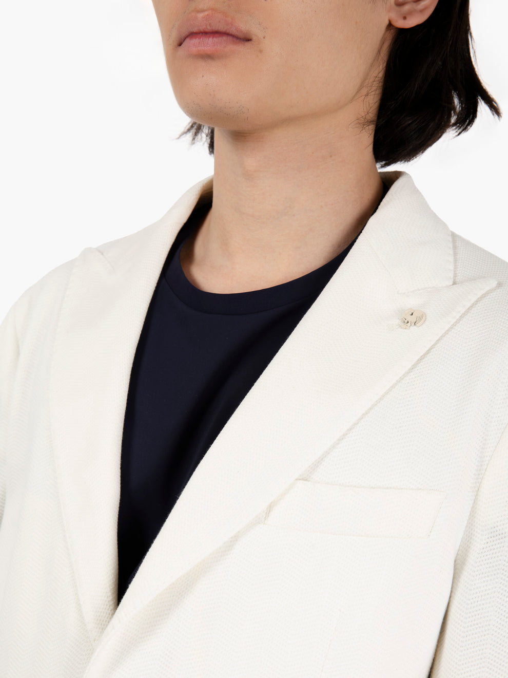 Blazer monopetto spina di pesce bianco