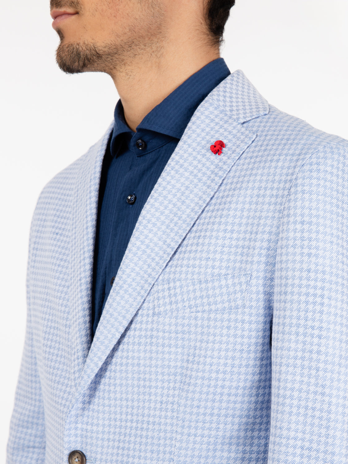 Blazer pied de poule bianco / azzurro