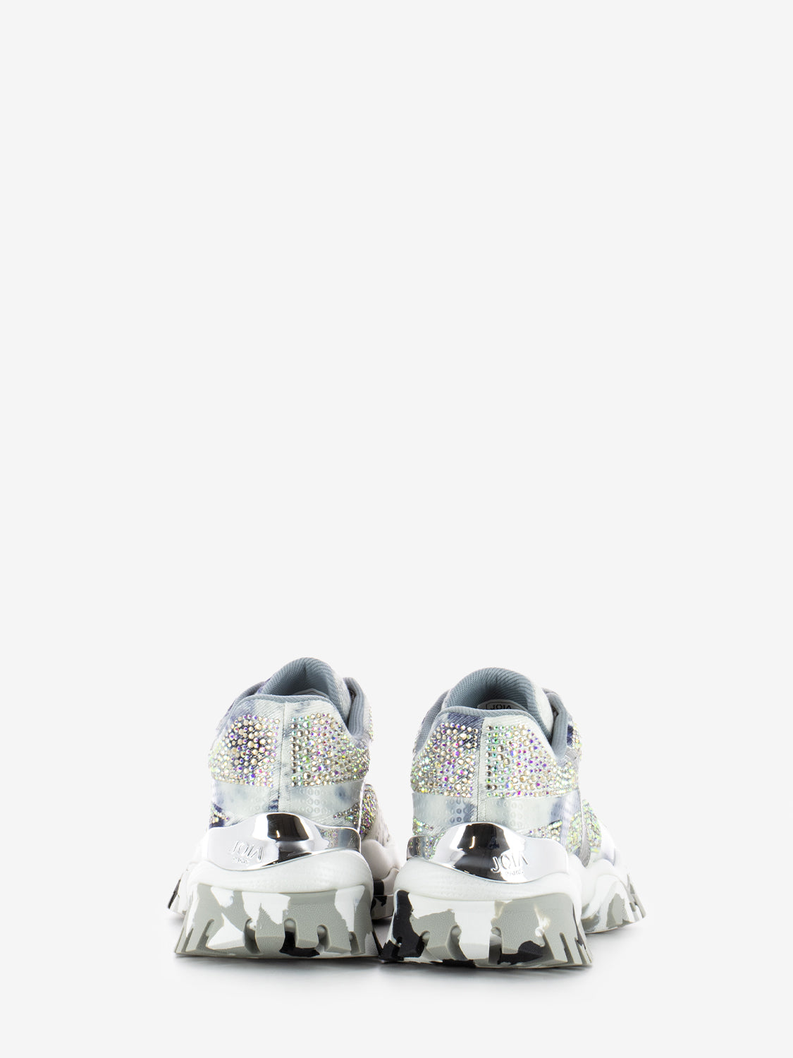Sneakers con strass all over argento / blu