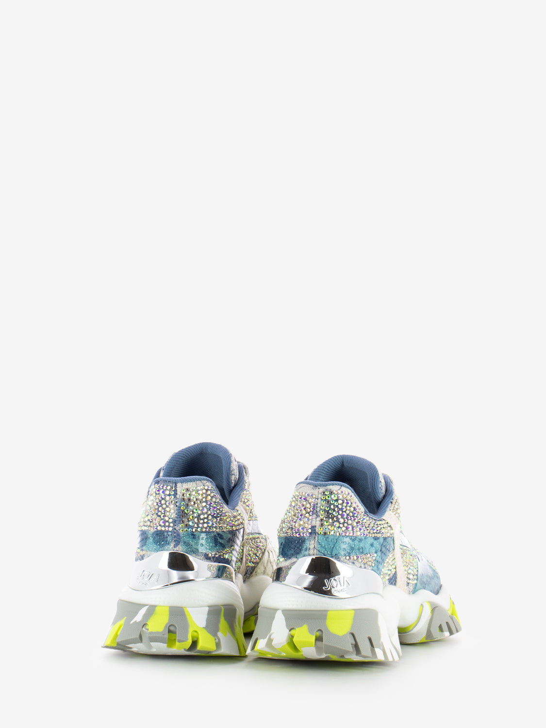 Sneakers con strass all over blu / grey