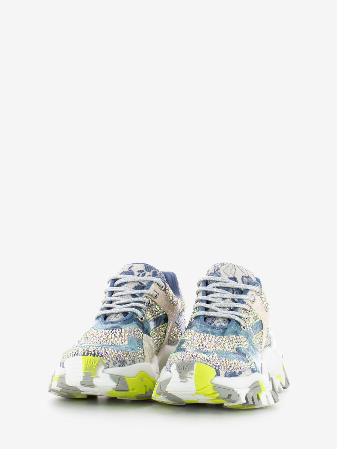 Sneakers con strass all over blu / grey