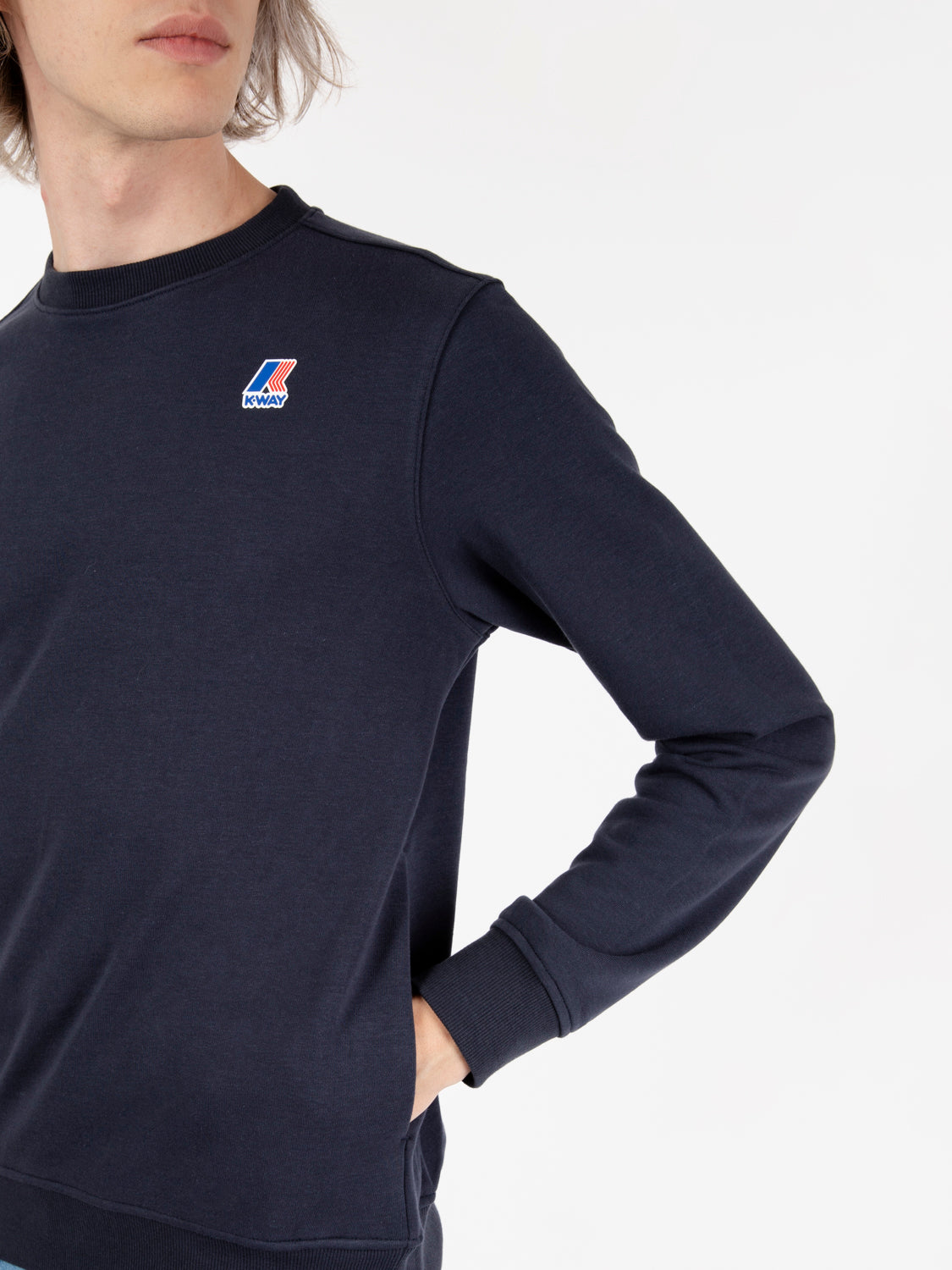 Le Vrai Auguste crew sweatshirt poly cotton blue depth