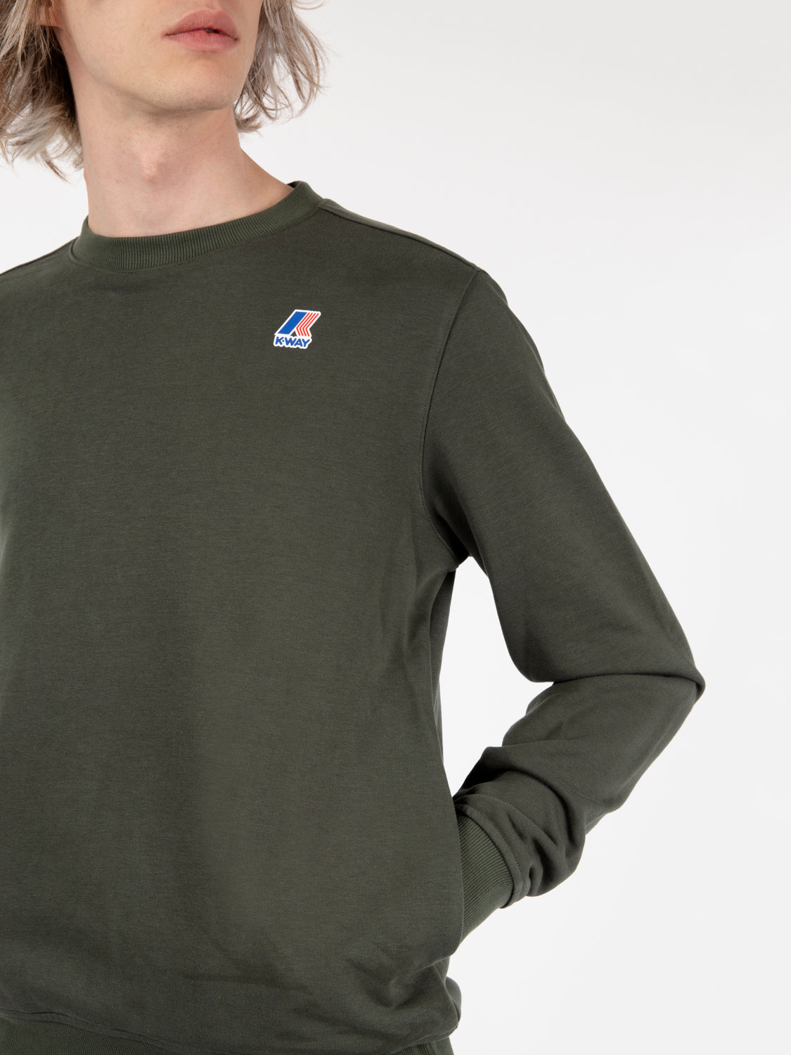 Le Vrai Auguste crew sweatshirt poly cotton green blackish