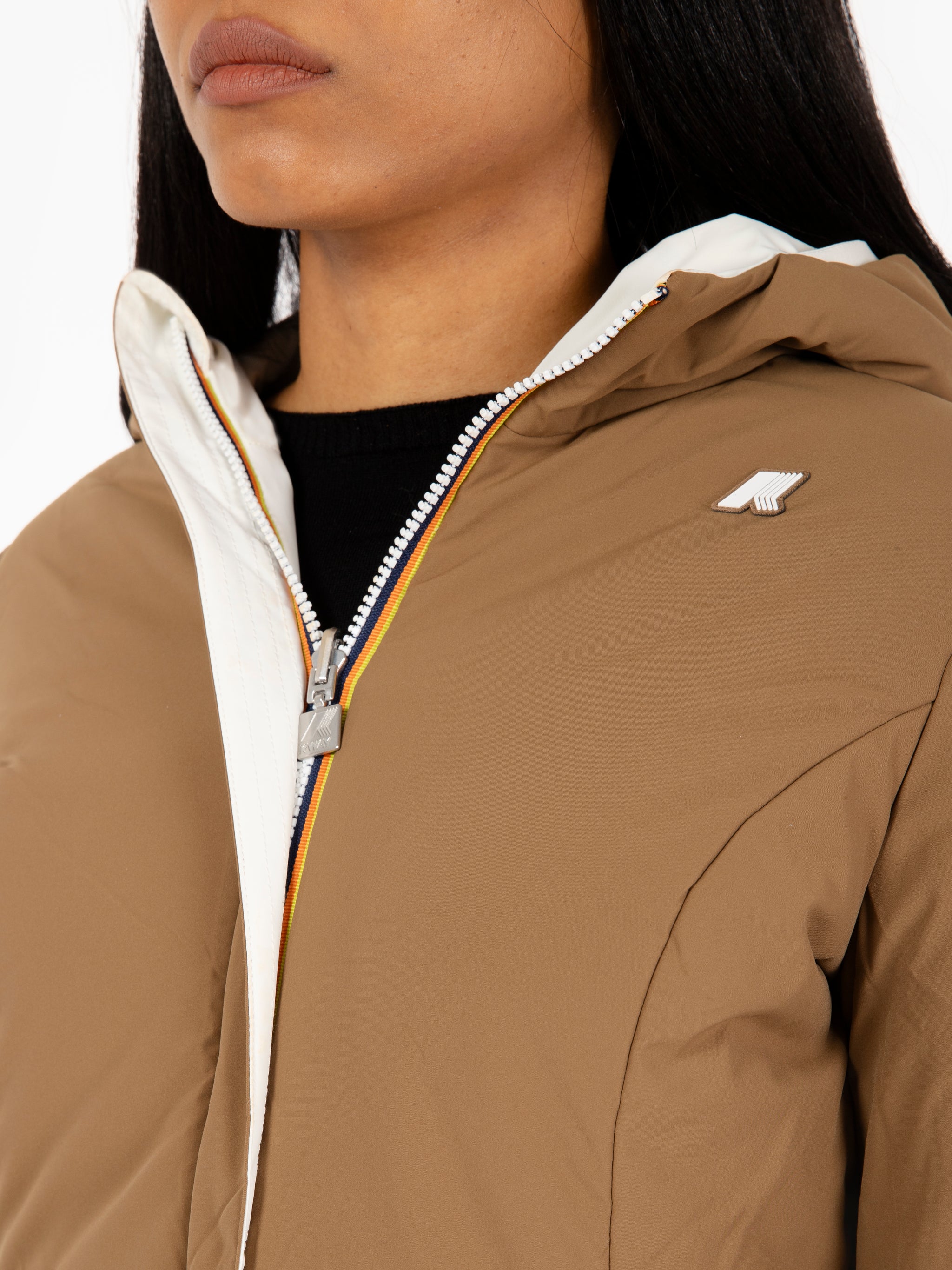 Giacca Denise warm double face white / brown