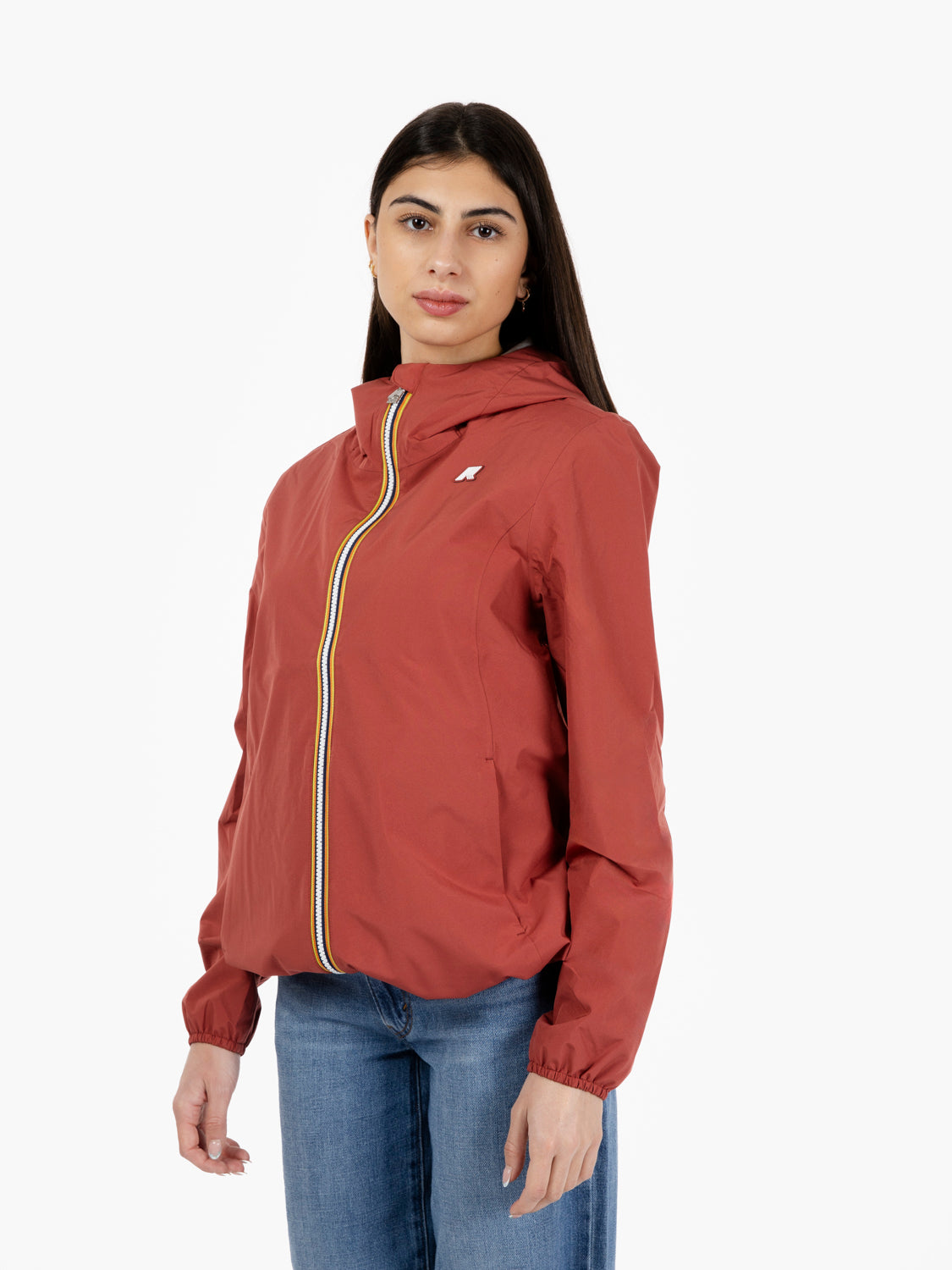 Marguerite stretch poly jersey red brownish