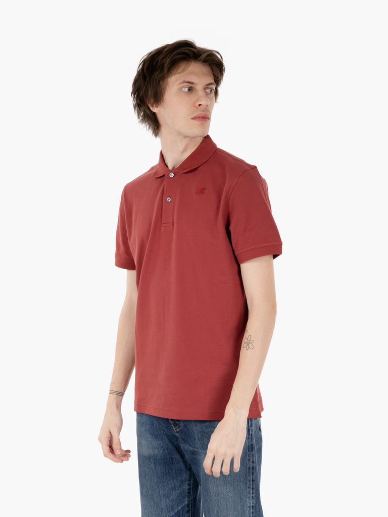 K-WAY - Polo vincent pique red brownish