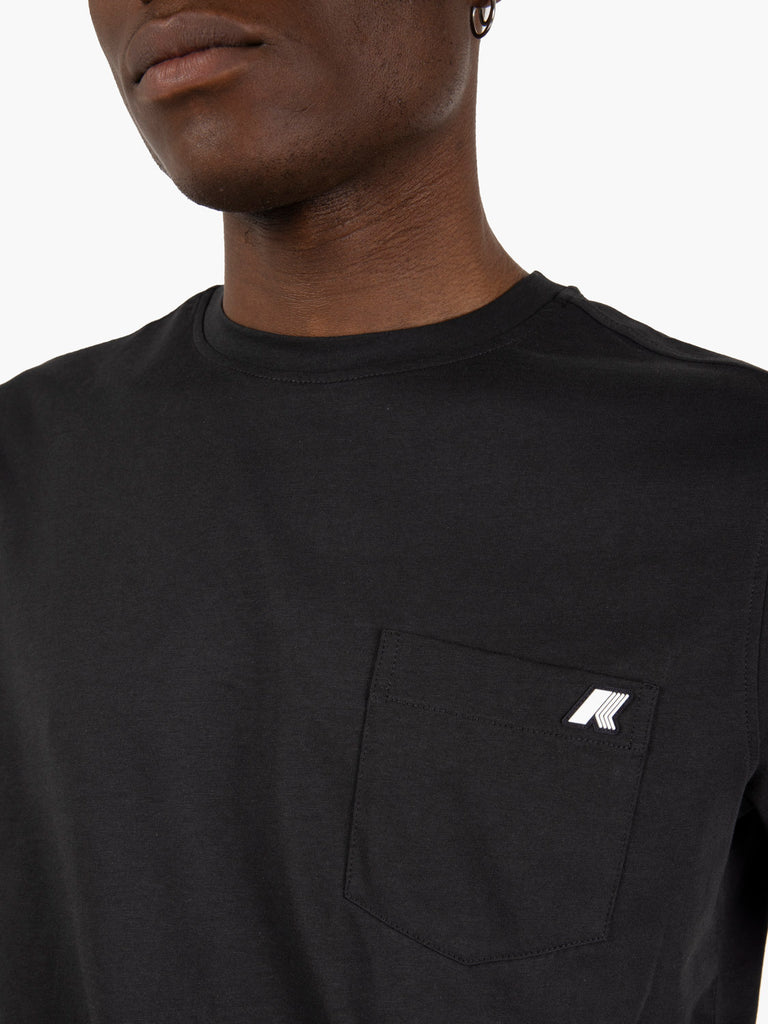 K-WAY - T-shirt Sigur jersey con tasca logata black pure
