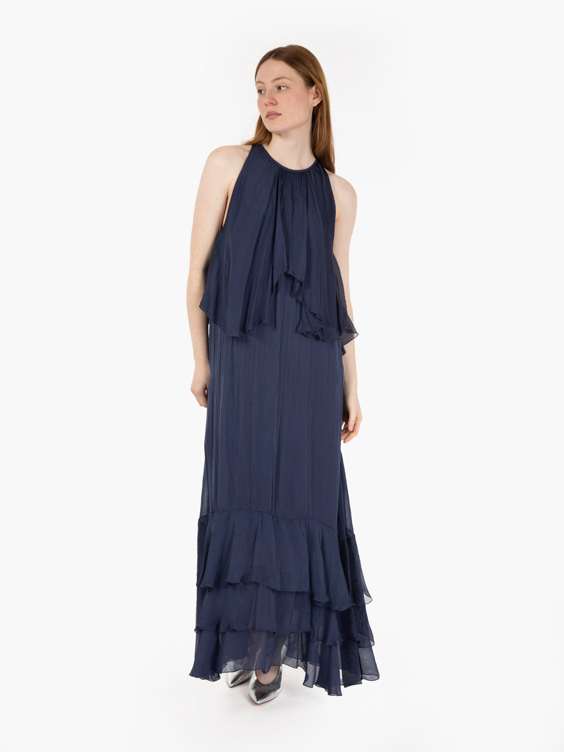 Abito con volants blu