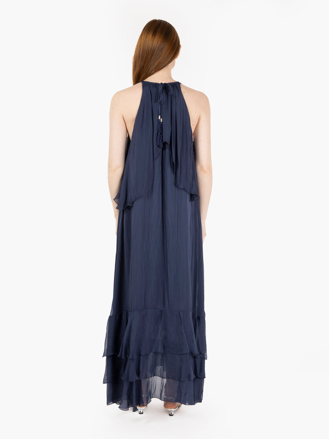 Abito con volants blu