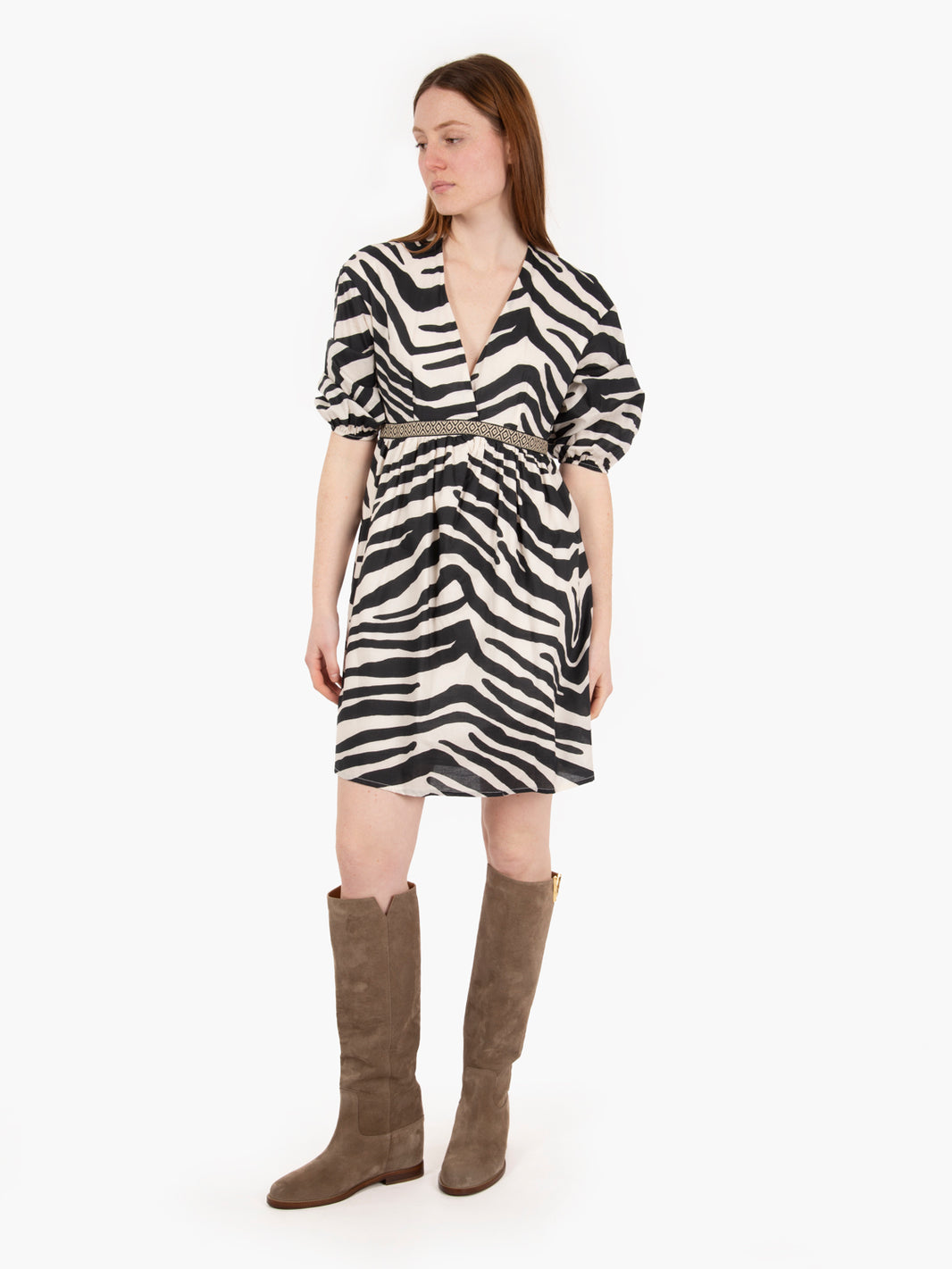 Black/white cotton short dress