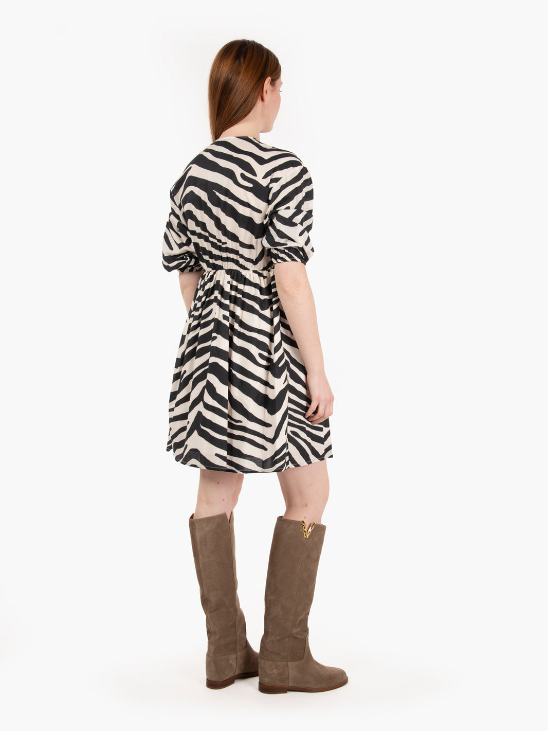 Black/white cotton short dress