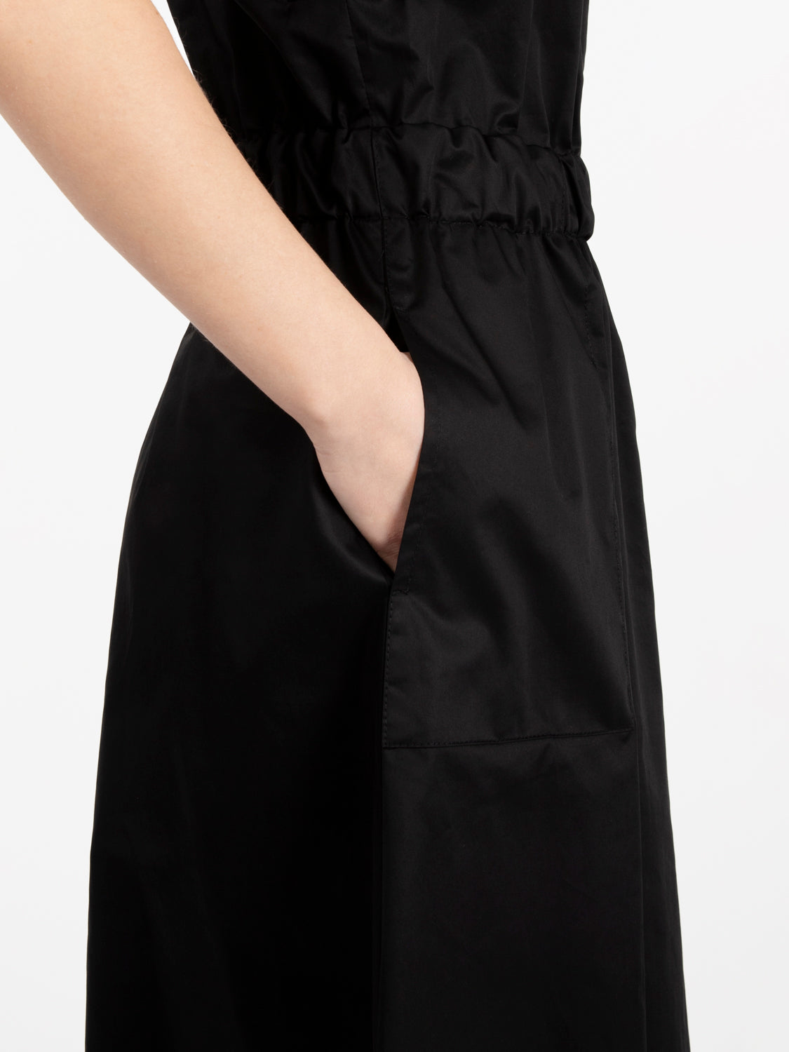 Black cotton midi dress