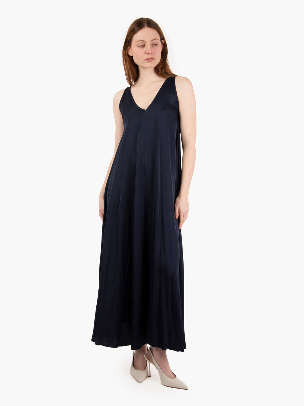 Long blue viscose dress