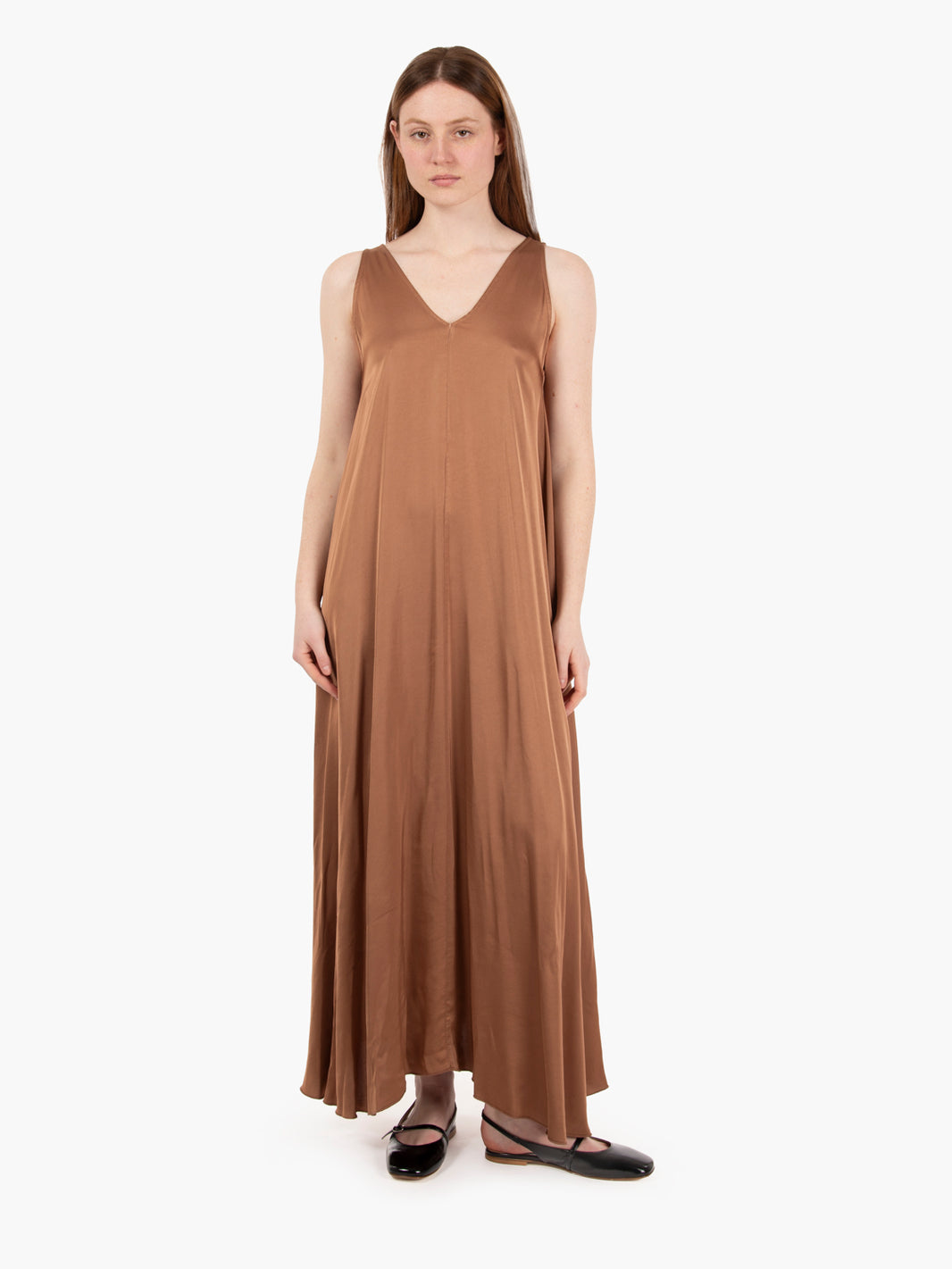 Long tobacco viscose dress