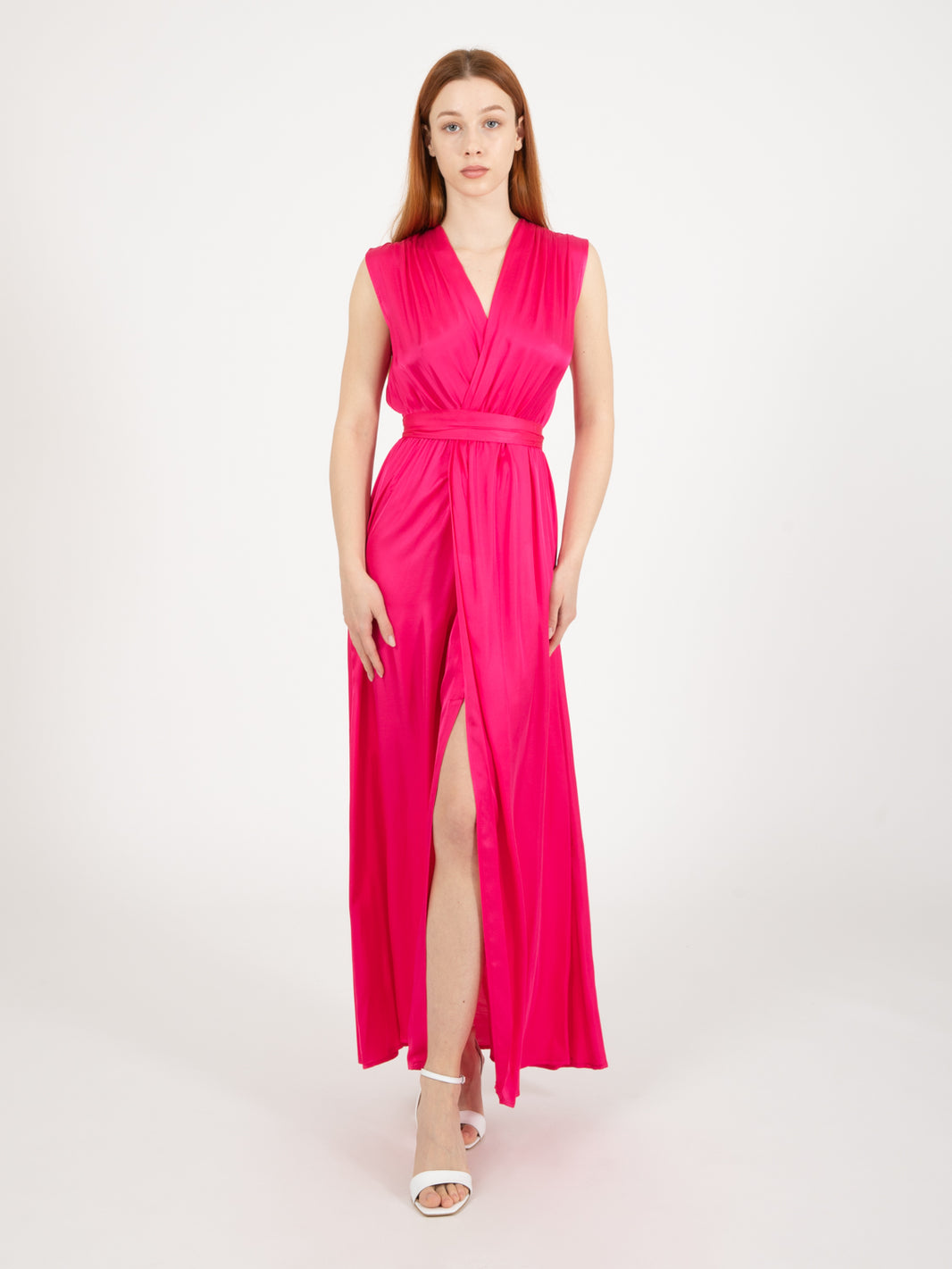 Fuchsia sleeveless long dress