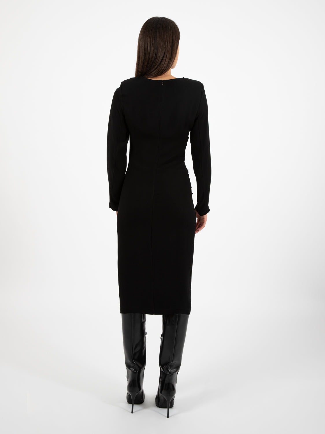 Abito midi con drappeggio nero