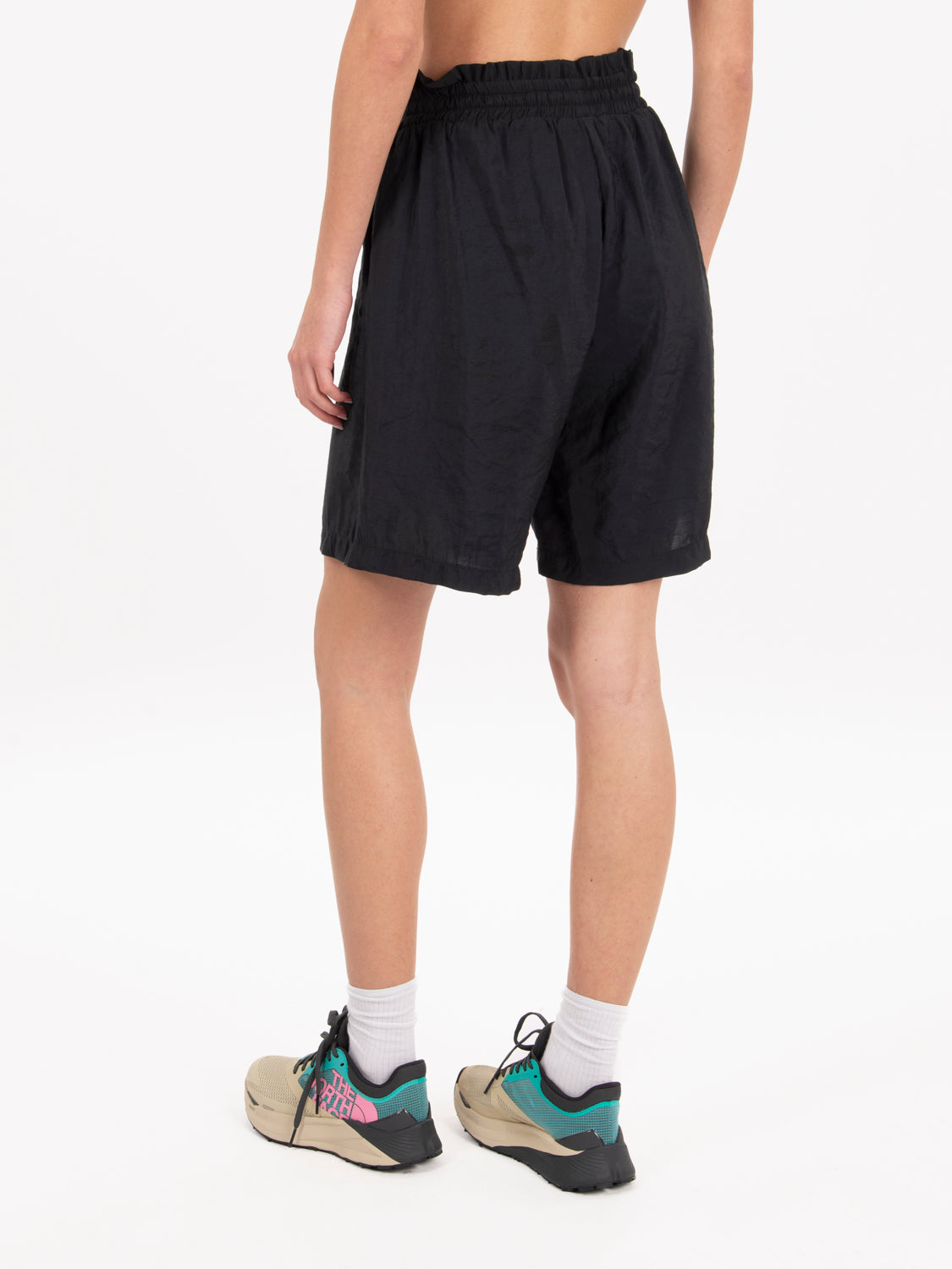 Black elasticated Bermuda shorts