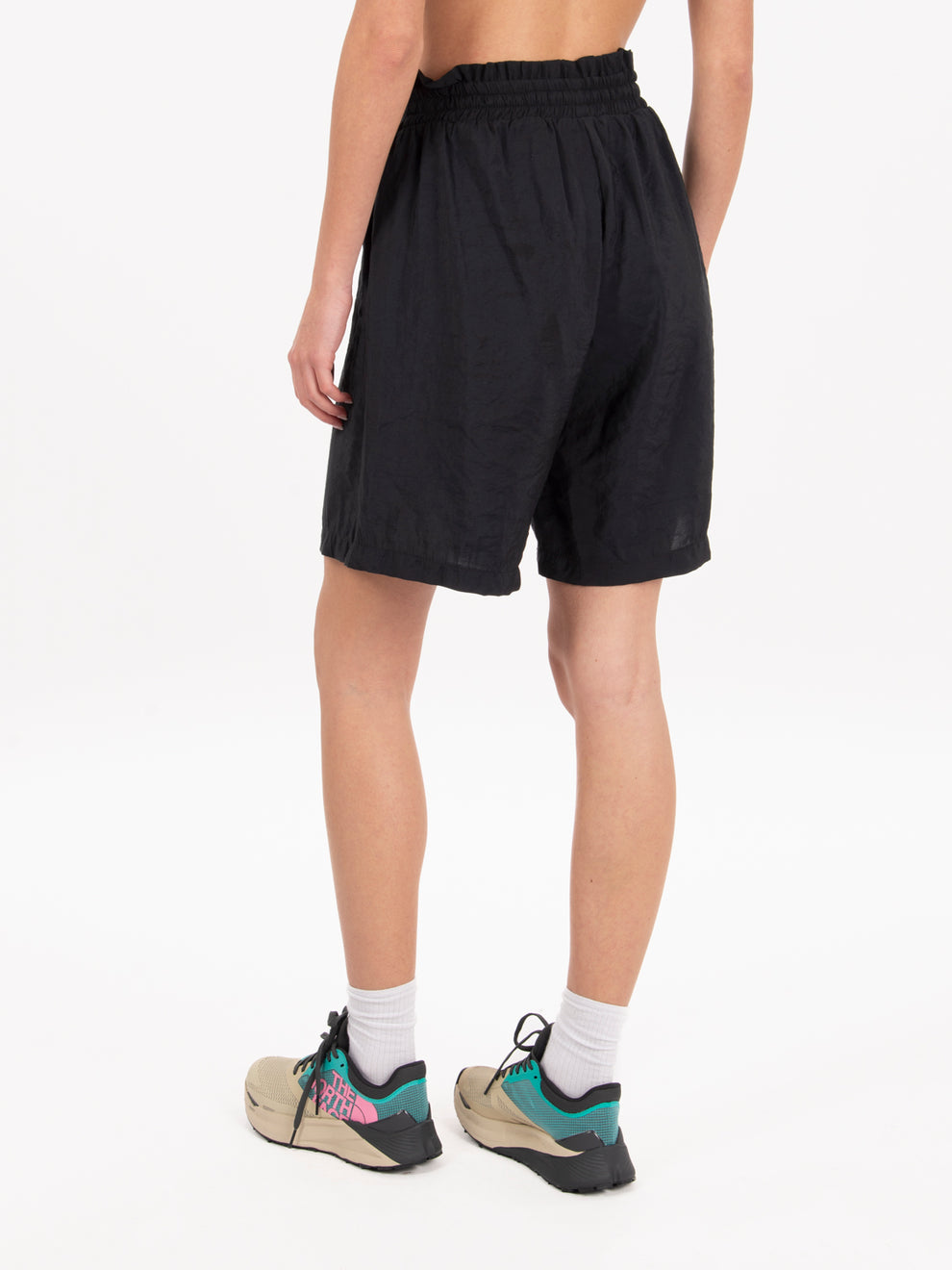 Black elasticated Bermuda shorts