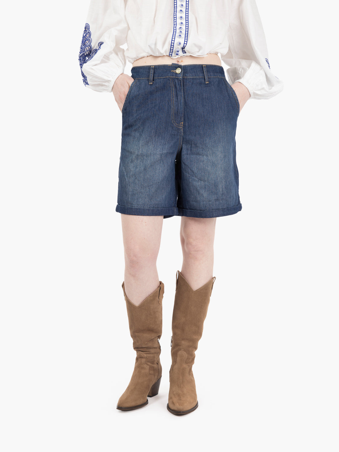 Bermuda in jeans blu medio