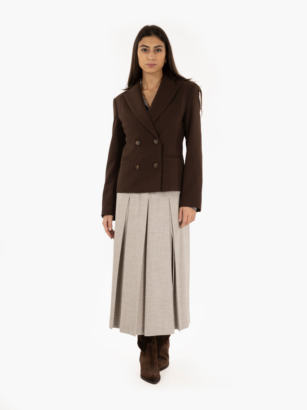 Dark brown double-breasted blazer