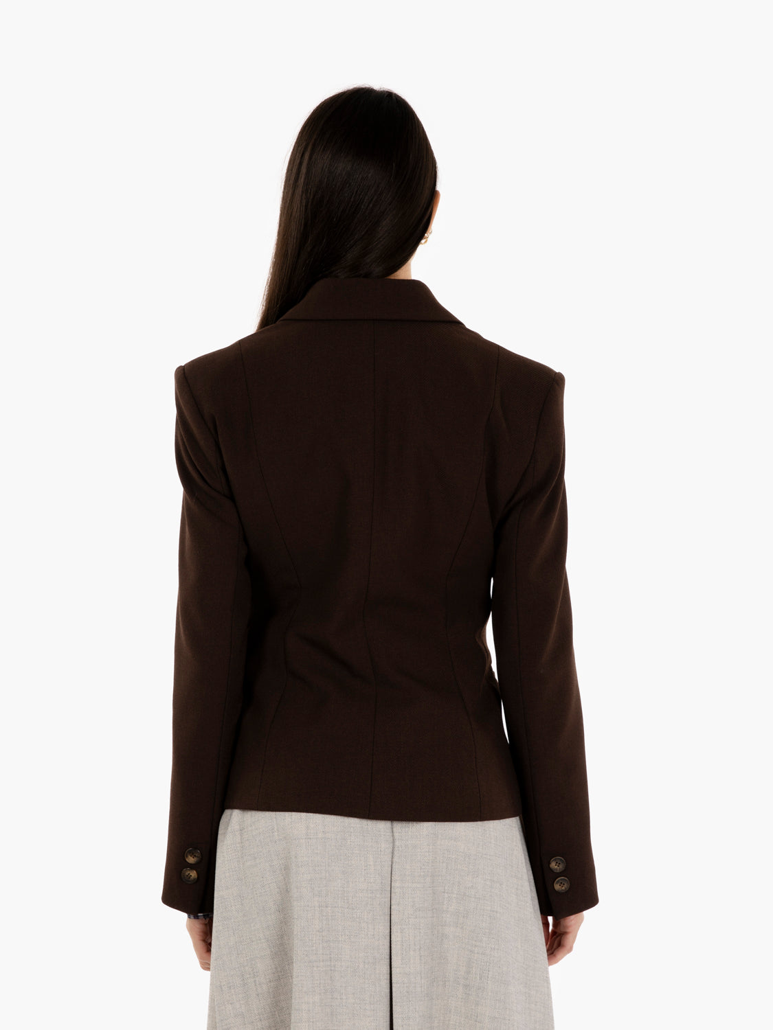 Dark brown double-breasted blazer