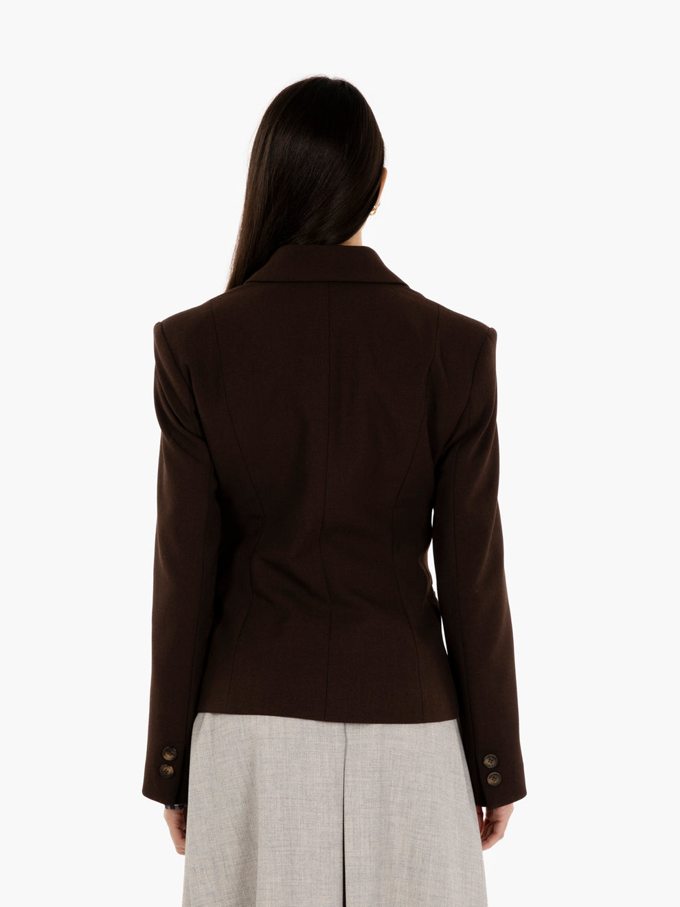 Dark brown double-breasted blazer