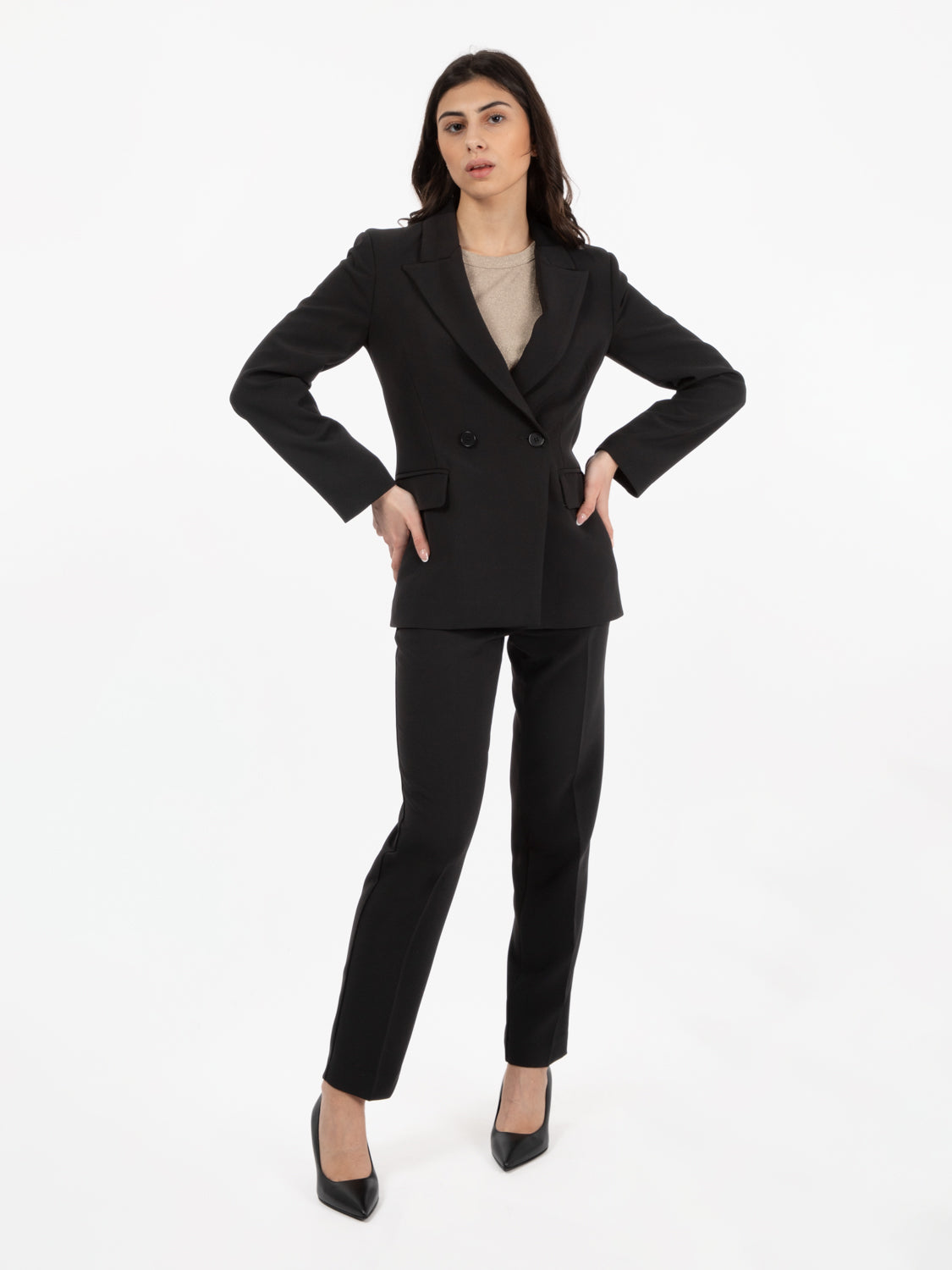 Blazer doppiopetto punta lancia nero