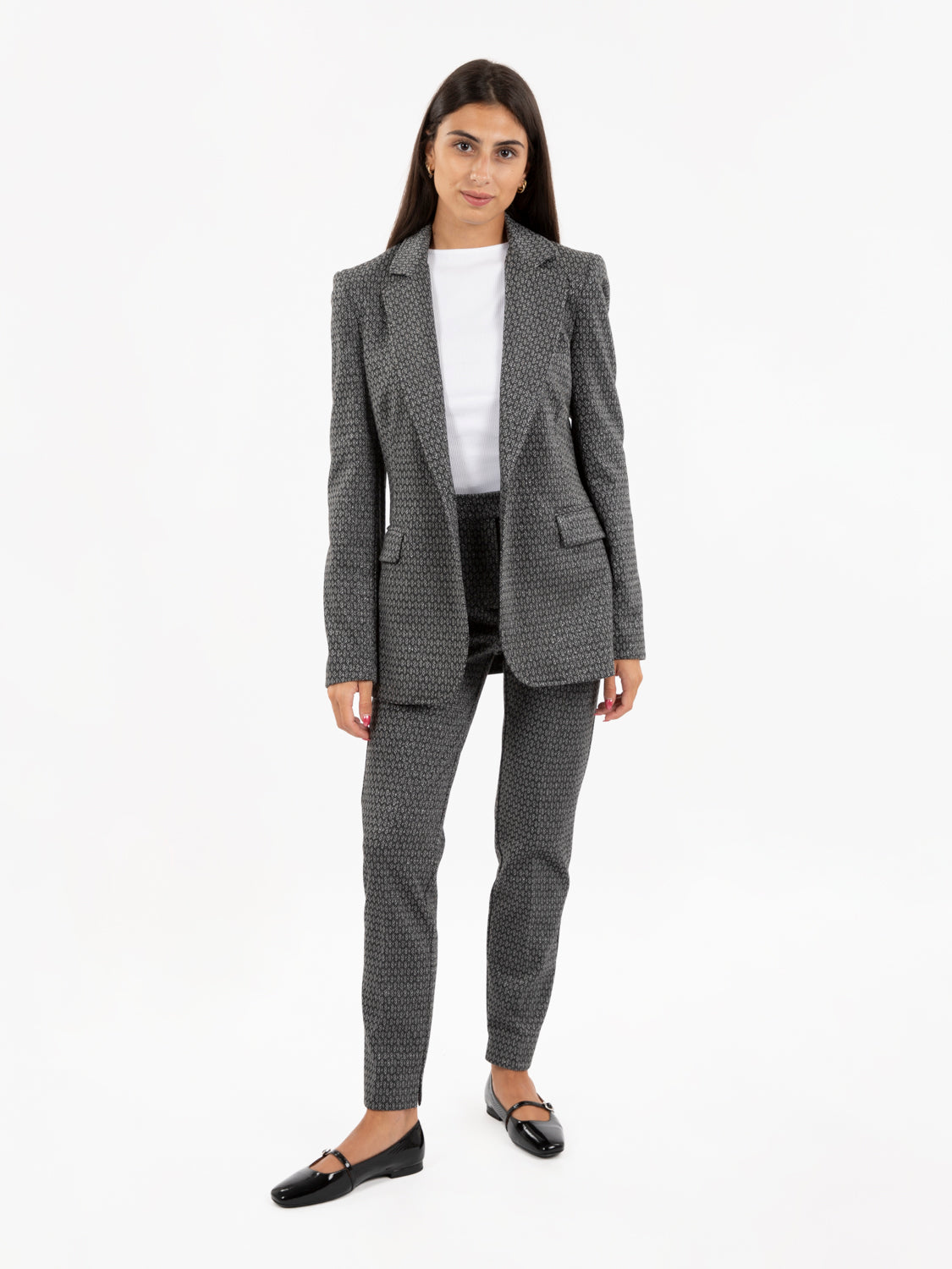 Blazer microfantasia geometrica lurex nero / grigio