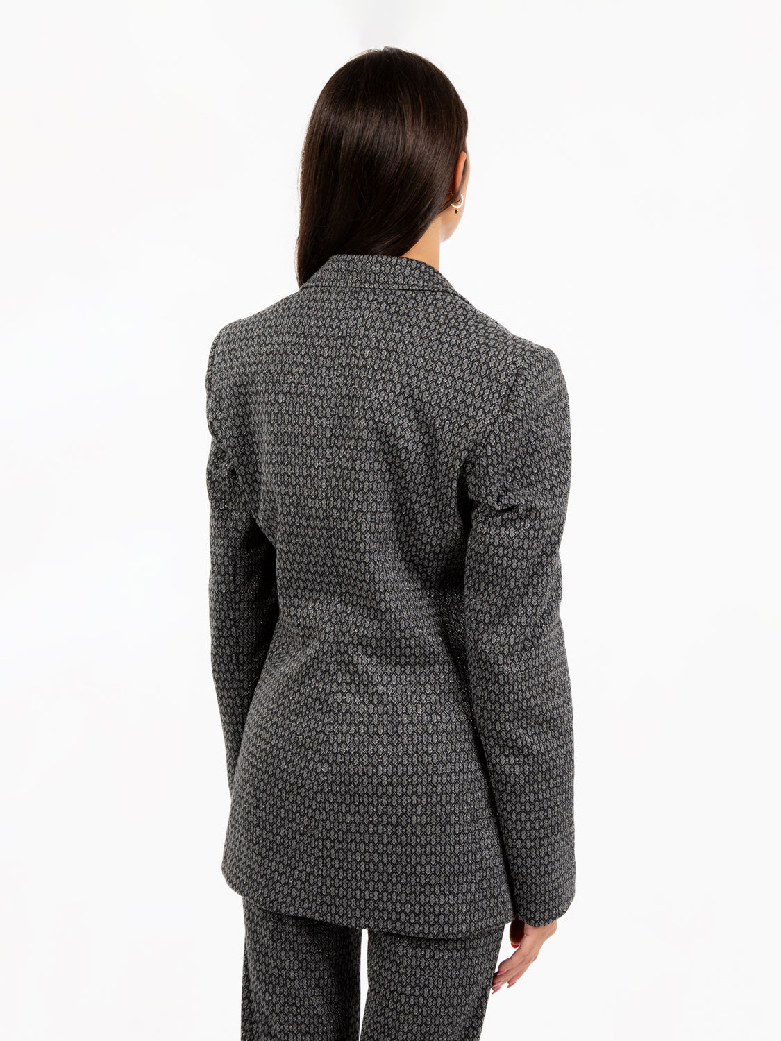Blazer microfantasia geometrica lurex nero / grigio