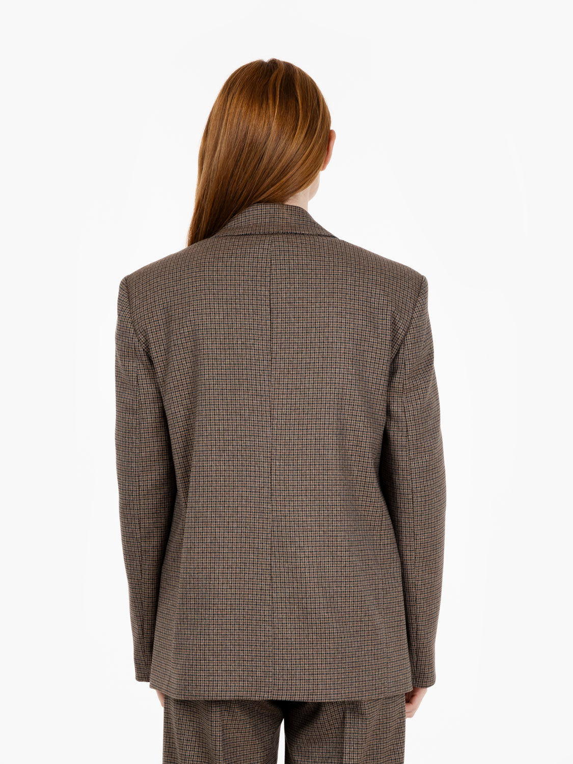 Dark brown check single-breasted blazer