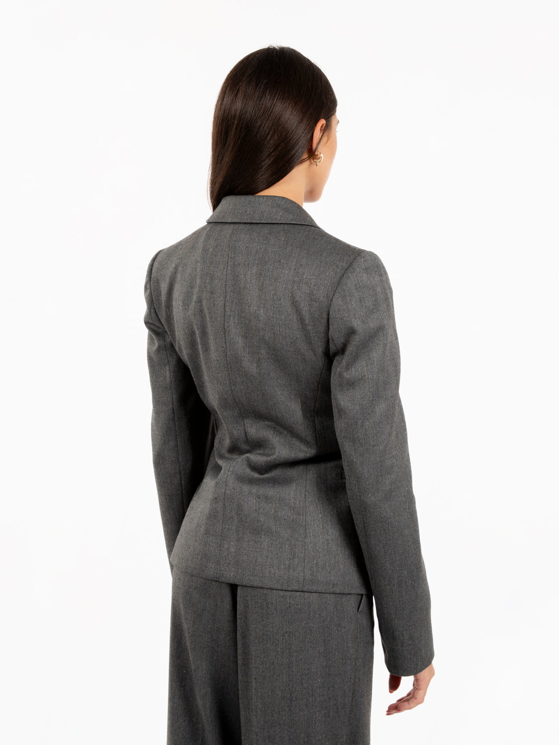 Blazer motivo spinato con inserti lurex grigio