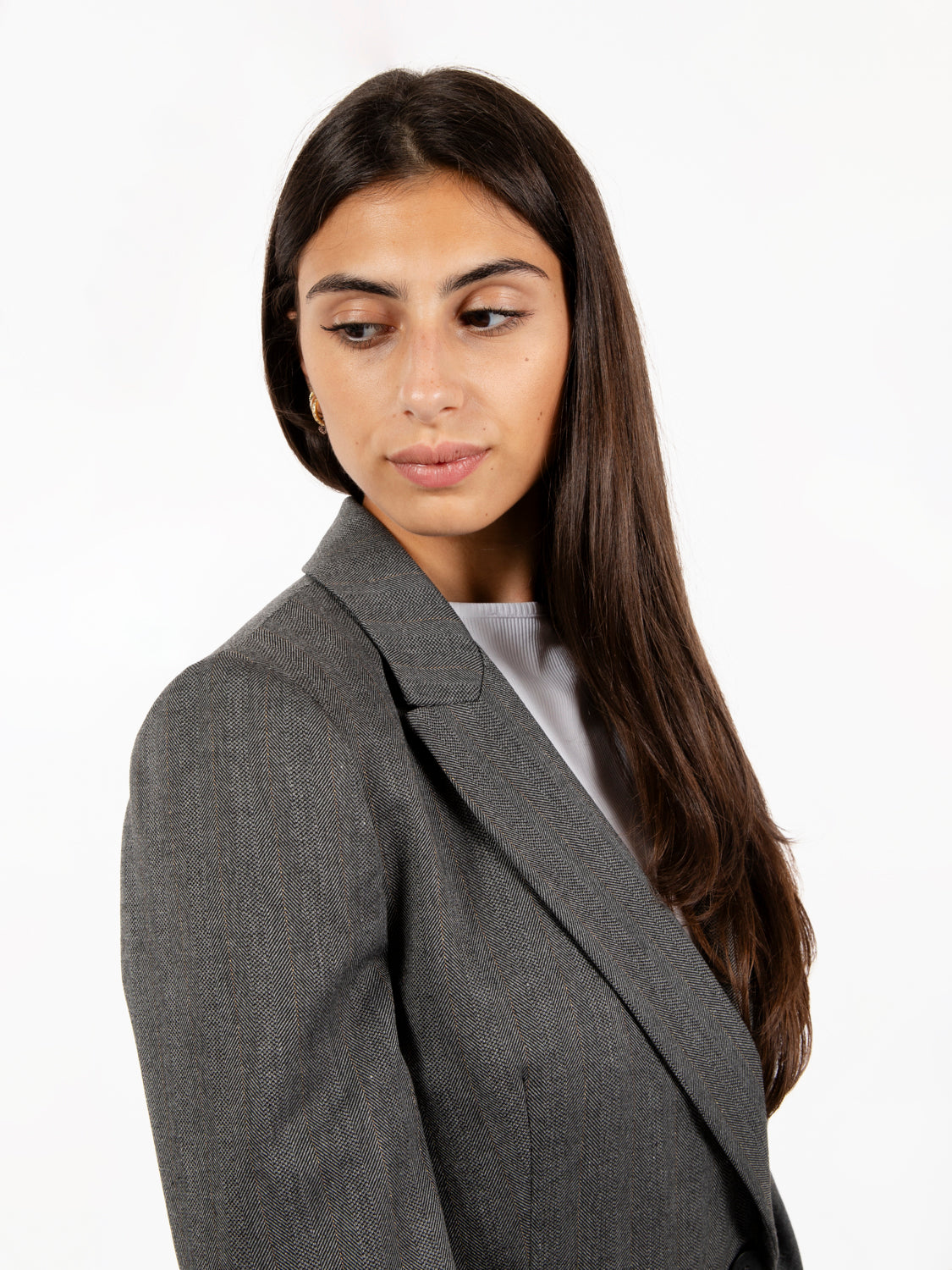 Blazer motivo spinato con inserti lurex grigio