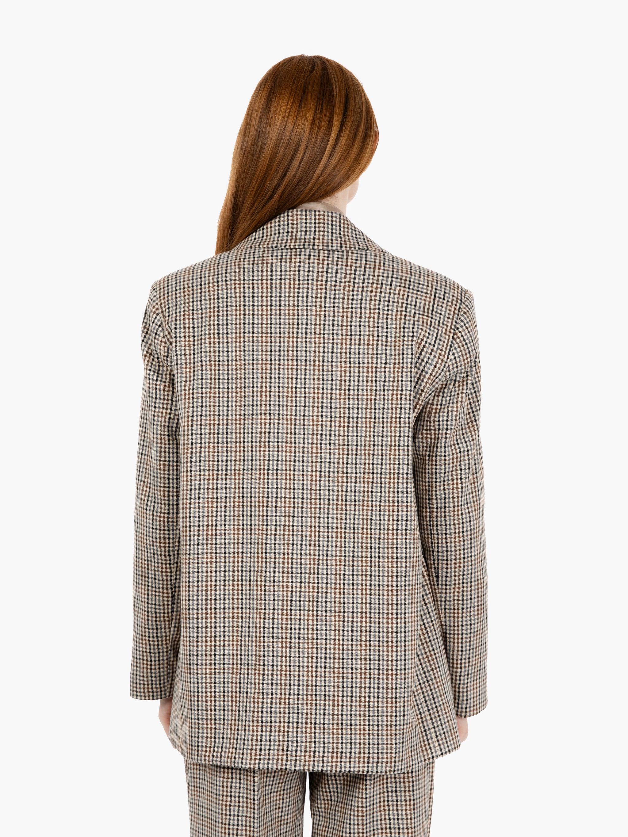 Beige over-check blazer