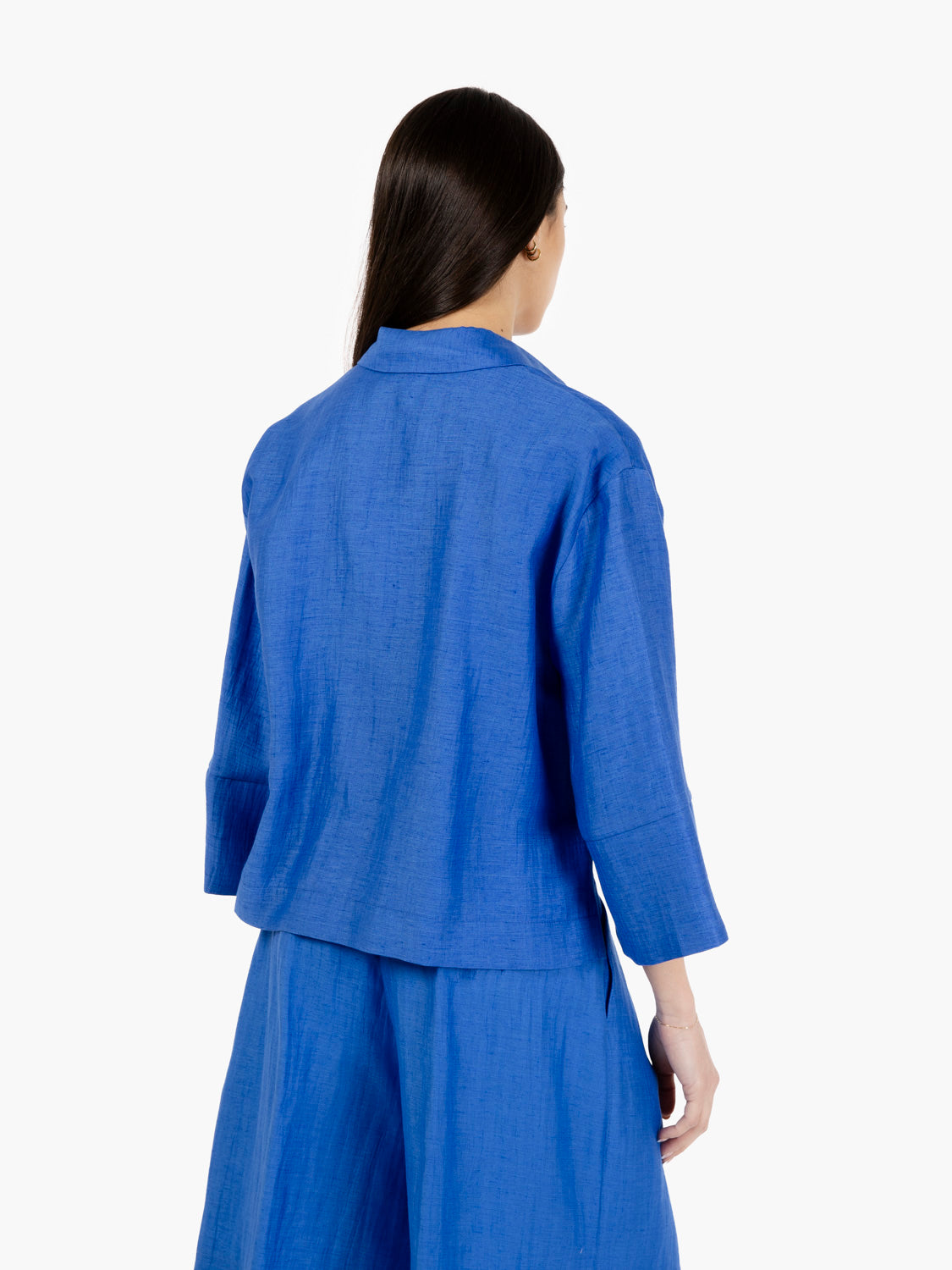 Blusa ampia lino bluette