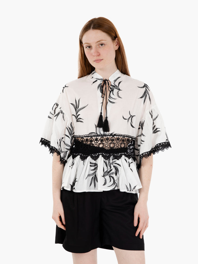 KAOS - Blusa con dettaglio macramè bianca