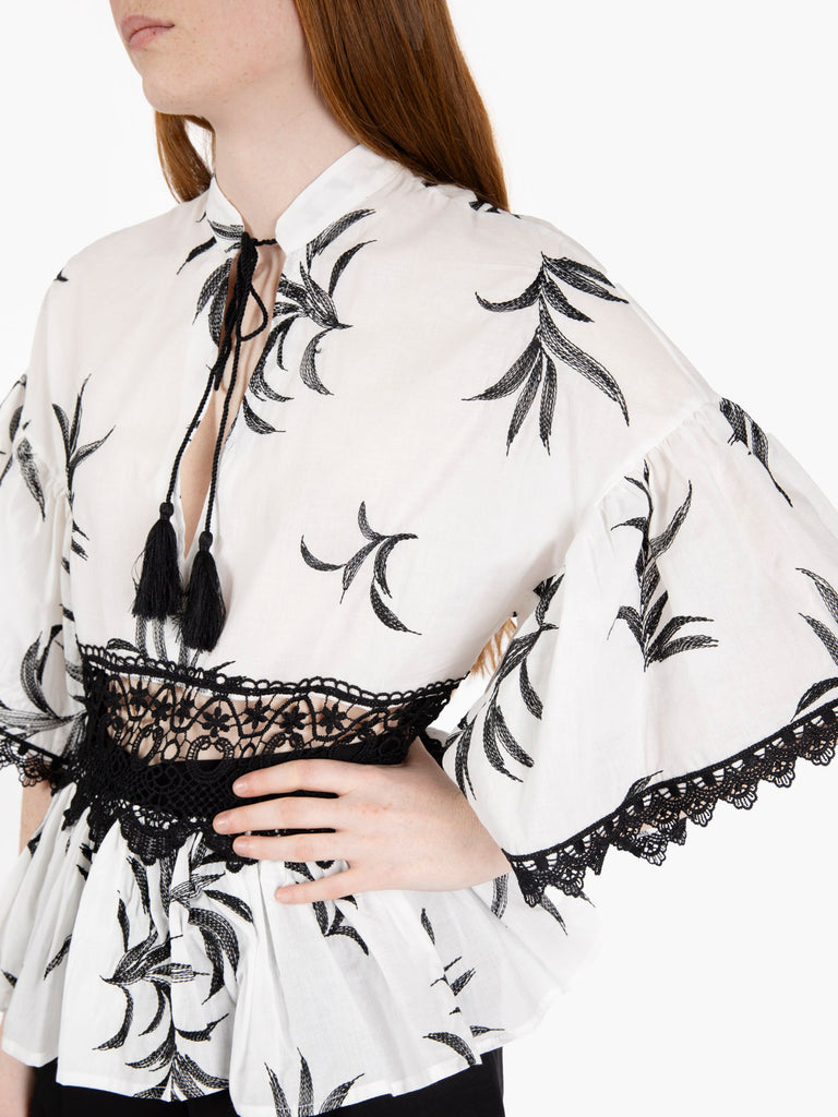 KAOS - Blusa con dettaglio macramè bianca