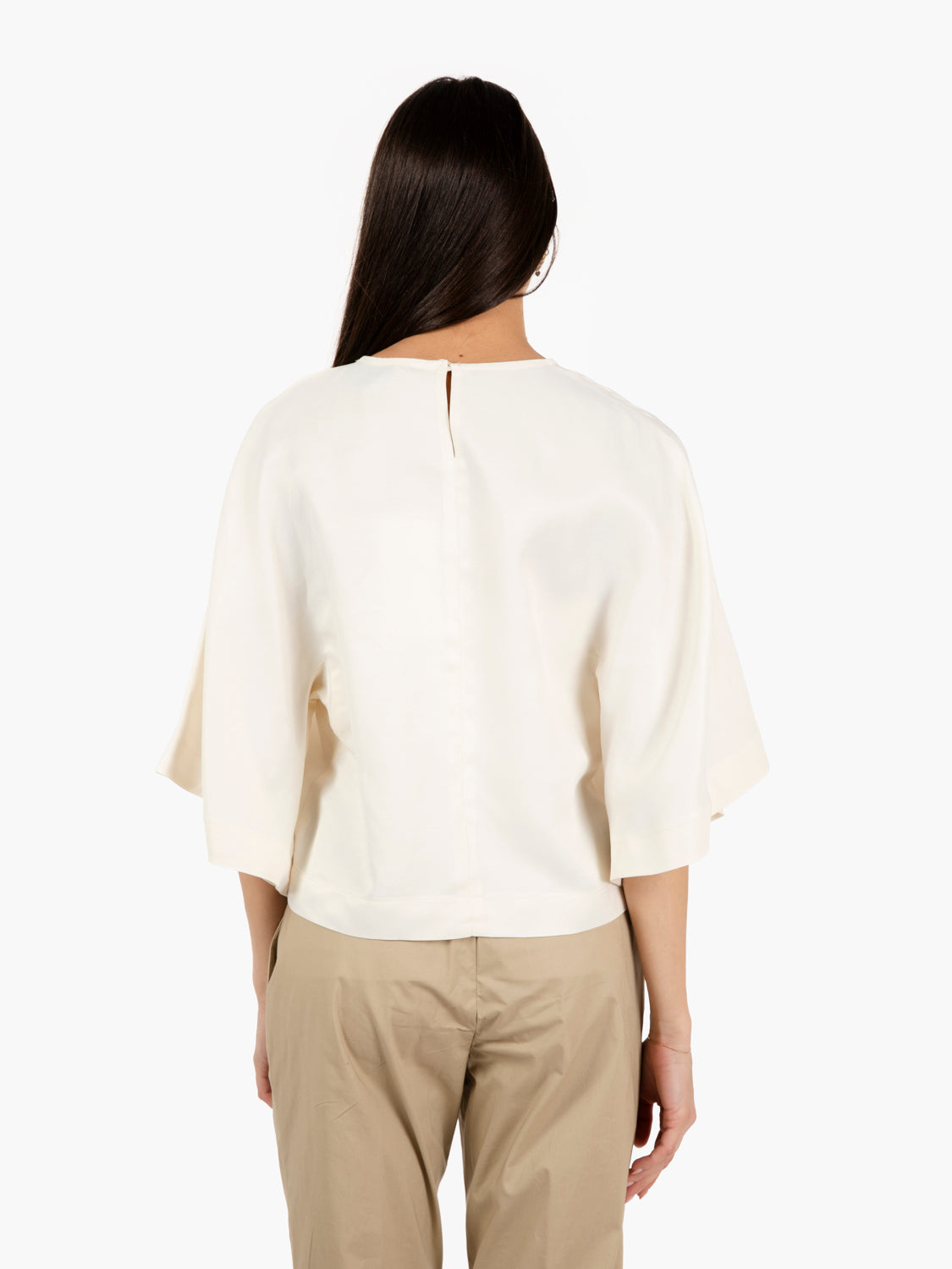 Blusa in viscosa e lino burro