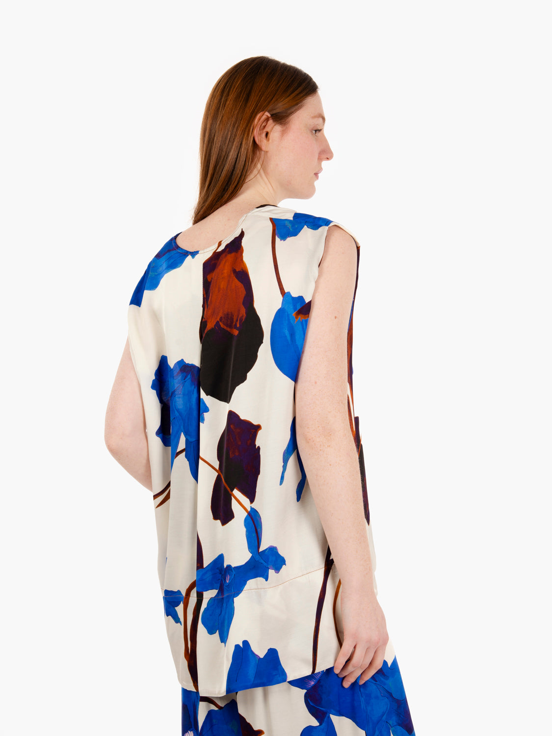 Blusa in viscosa panna / multicolor
