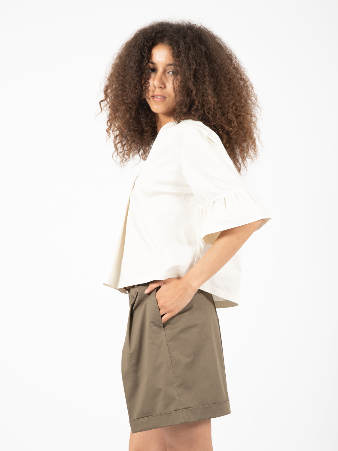 Blusa scollo a V vaniglia