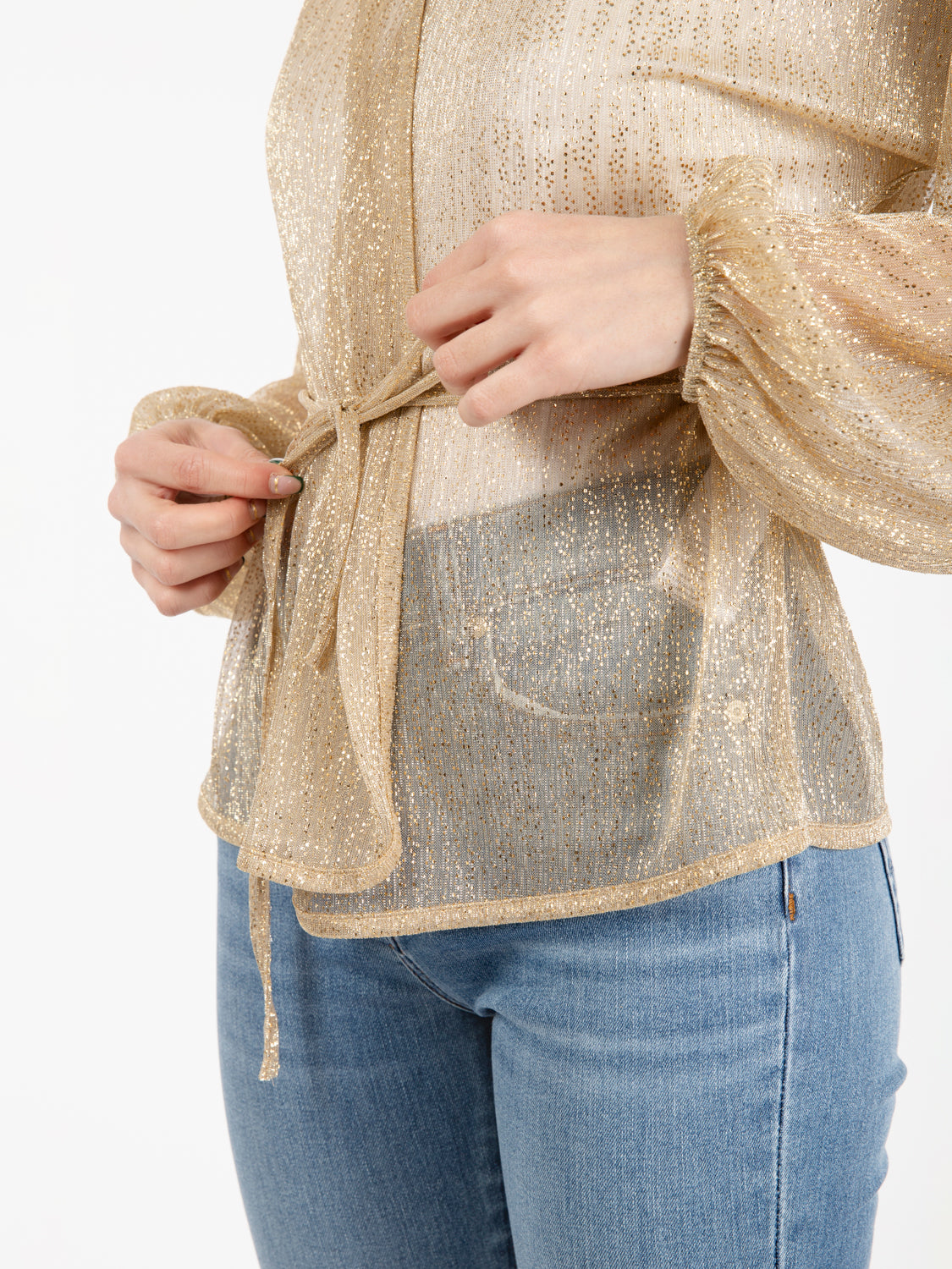 Blusa trasparente oro