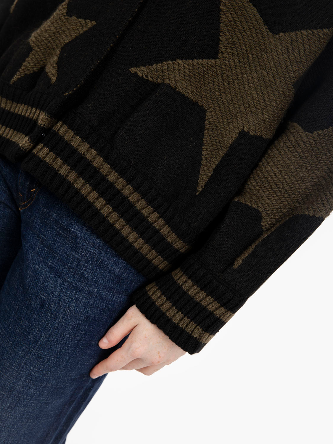 Bomber in maglia con stelle nero / verde