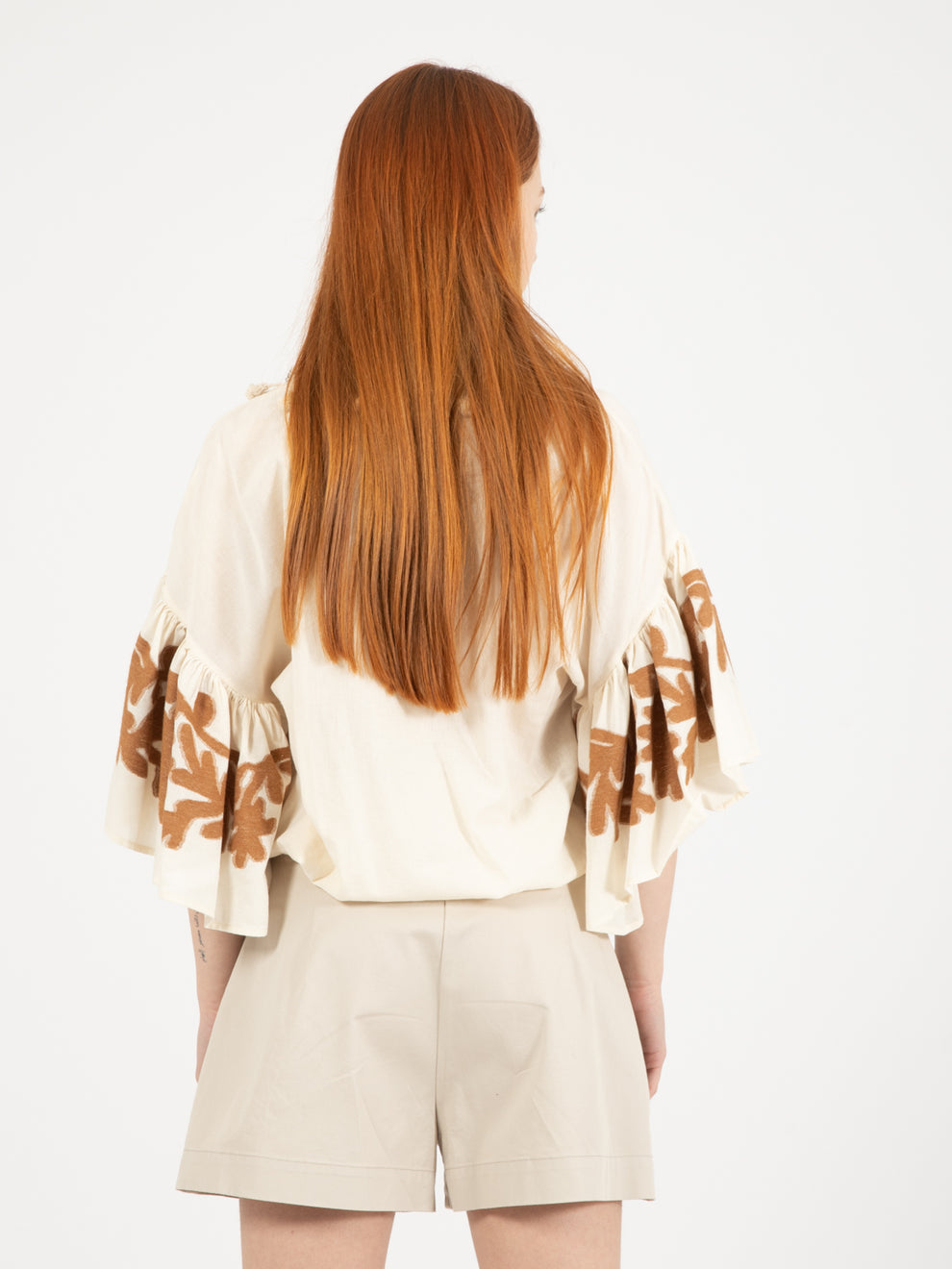 Camicia con nappine bianca /bruciato