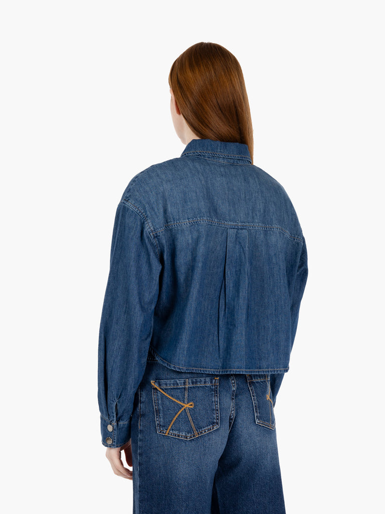 KAOS - Camicia cropped jeans medio